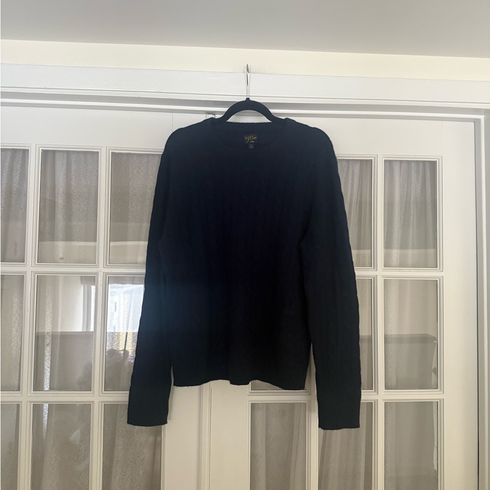 JCrew Men’s Navy 100% Cashmere Cable Knit Sweater